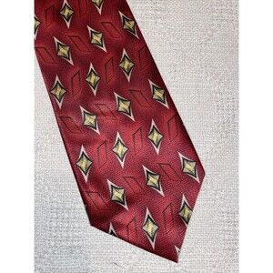 Rene Chagal Men’s Dress Tie Size 57” 4” Red Geometric Business Formal Polyester